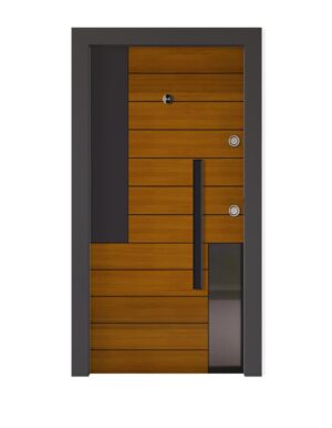 Ahşap Parçalı Modern Çelik Kapı