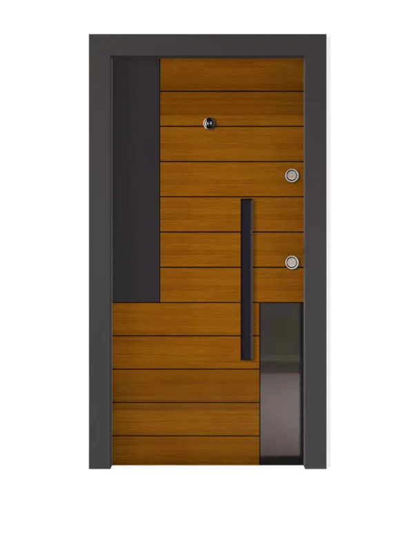 Ahşap Parçalı Modern Çelik Kapı