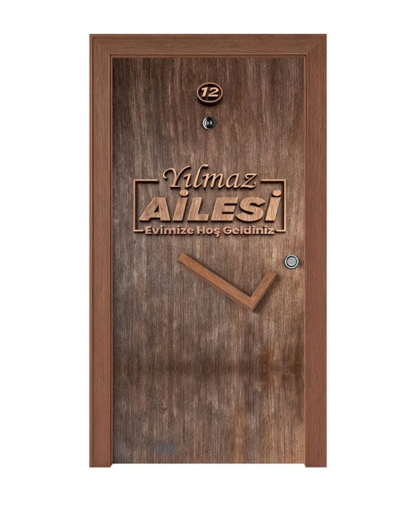 Aile Hoş Geldiniz Ahşap Çelik Kapı