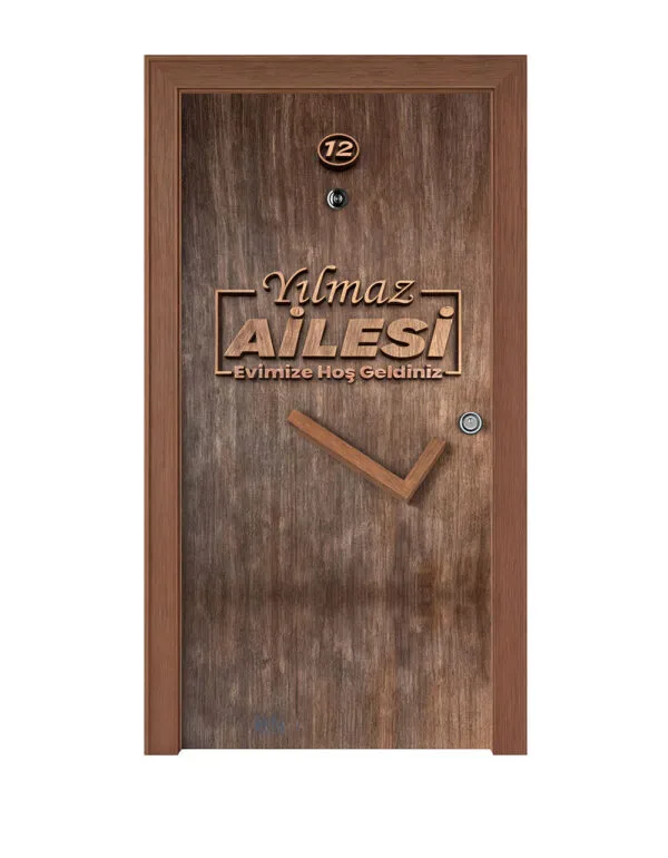Aile Hoş Geldiniz Ahşap Çelik Kapı