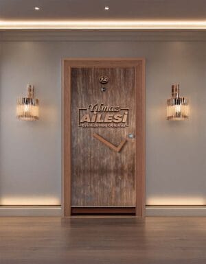 Aile Hoş Geldiniz Ahşap Çelik Kapı