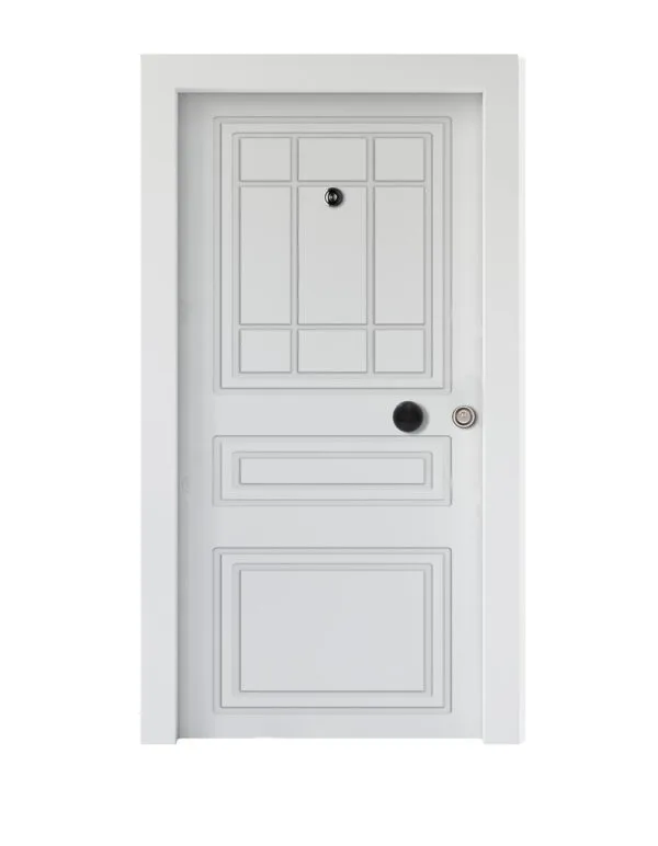 Beyaz 3 Panel İçi Panel Detaylı Çelik Kapı