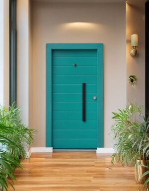 Turkuaz Çizgili Kompozit Çelik Kapı